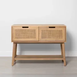 Wood & Cane Console Table With Pull-Down Drawers - Hearth & Hand™ With Magnolia -Baxton Studio Sales Store GUEST 035057b8 c534 4483 bcfa bec1b2f8f625