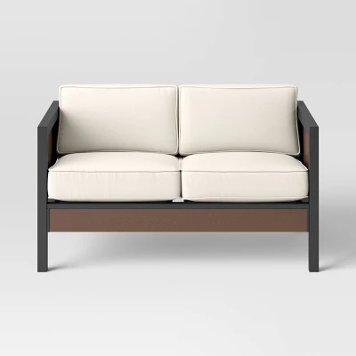 Bryant 2pc Faux Wood Patio Loveseat & Coffee Table - Gray/Natural - Threshold™ 3 Bryant 2pc Faux Wood Patio Loveseat & Coffee Table - Gray/Natural - Threshold™ - Image 3