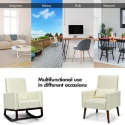 Tangkula 2-in-1 Upholstered Rocking Chair With Wood Leg & Pillow Relax Sofa Chair Light Grey/Beige/Dark Gray -Baxton Studio Sales Store GUEST 063d47aa 120b 44ab ab92 f371f567685f