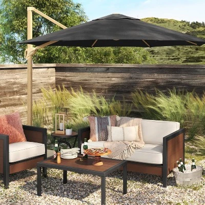 11'x11' Offset Patio Umbrella - Light Wood Pole - Threshold™ 1 11'x11' Offset Patio Umbrella - Light Wood Pole - Threshold™