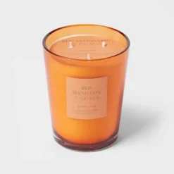 Colored Vase Glass With Dustcover Mandarin & Guava Candle Orange - Threshold™ -Baxton Studio Sales Store GUEST 0935bd9a 1522 4b47 b1ed 14541db7ee27