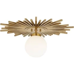Possini Euro Design Hazel Modern Ceiling Light Semi Flush Mount Fixture 24" Wide Warm Brass White Globe Shade For Bedroom Kitchen Living Room Hallway -Baxton Studio Sales Store GUEST 09f457ea 2d85 4a3f a988 56d08537b4d9