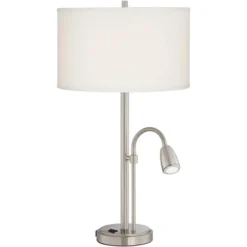 Possini Euro Design Traverse Modern Table Lamps Set Of 2 29 1/2" Tall Brushed Nickel With USB Charging Port LED Gooseneck White Drum Shade For Desk -Baxton Studio Sales Store GUEST 0ae46b85 fec0 4b22 8a4e 8d4b8c8aa4fd