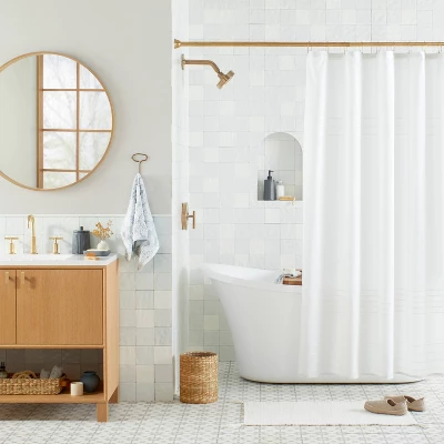 Boucle Stripe Shower Curtain Sour Cream - Hearth & Hand™ With Magnolia 2 Boucle Stripe Shower Curtain Sour Cream - Hearth & Hand™ With Magnolia - Image 2