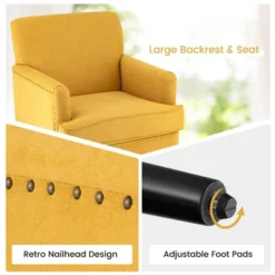 Tangkula Set Of 2 Modern Accent Chair Upholstered Sofa Chair W/ Rubber Wood Legs Yellow -Baxton Studio Sales Store GUEST 0d001da3 7e9d 43a7 82e1 6d3e2916838f