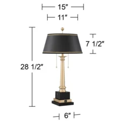 Barnes And Ivy Georgetown Traditional Desk Lamp 28 1/2" Tall Warm Brass With USB Charging Port Black Shade For Bedroom Living Room Bedside Office Kids -Baxton Studio Sales Store GUEST 0e8d1681 eef5 49e0 b2c1 3acf0e649772