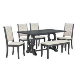 6 PCS Retro Dining Set With Unique-designed Table And Upholstered Chair-ModernLuxe 16 6 PCS Retro Dining Set With Unique-designed Table And Upholstered Chair-ModernLuxe -Baxton Studio Sales Store GUEST 144b2e82 beff 4f59 aab3 7cc9f823a4d3