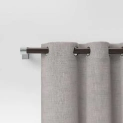 Dark Faux Wood Curtain Rod Nickel - Threshold™