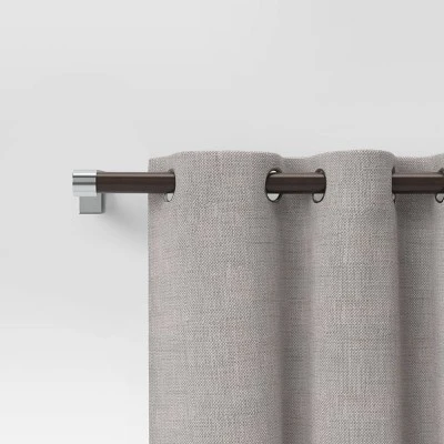 Dark Faux Wood Curtain Rod Nickel - Threshold™ 1 Dark Faux Wood Curtain Rod Nickel - Threshold™