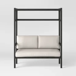 Ryegate 2pc 4' Mini Patio Daybed With Ottoman Weathered Teak - Threshold™ -Baxton Studio Sales Store GUEST 21a748c0 b63f 40d1 bcbd 1159f522c39f