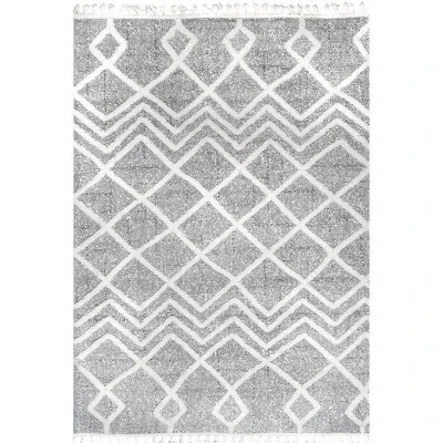 NuLOOM Wylde High Low Soft Shaggy Diamond Moroccan Tassel Area Rug 9 NuLOOM Wylde High Low Soft Shaggy Diamond Moroccan Tassel Area Rug - Image 9