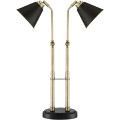 Possini Euro Design Sentry Modern Mid Century Desk Lamp 23" High Black Brass With USB Charging Port LED Adjustable Cone Shade For Bedroom Living Room -Baxton Studio Sales Store GUEST 23a902e2 1768 4a21 b4e8 f727be00628c
