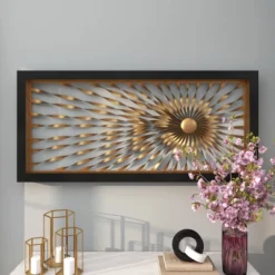 Metal Sunburst Coiled Ribbon Wall Decor With Black Frame Gold - Olivia & May -Baxton Studio Sales Store GUEST 23b47779 985a 4670 86a3 4c6e0eefc878