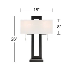 360 Lighting Neil Modern Rustic Table Lamp 26" High Black Metal With USB Charging Port White Rectangular Shade For Bedroom Living Room Bedside Desk -Baxton Studio Sales Store GUEST 249b76df c4e3 4773 8e38 002a6115fa7e
