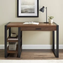 48" Industrial Farmhouse Tech Desk With USB Dark Walnut - Saracina Home -Baxton Studio Sales Store GUEST 2da0d29c b949 462a a21b f88d048fd8f1
