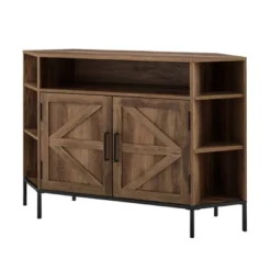 Atticus Modern Farmhouse 2 Door Corner TV Stand For TVs Up To 55" Rustic Oak - Saracina Home -Baxton Studio Sales Store GUEST 300a699d 8a74 4a70 bb6f e5e5e7c1c7a7