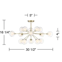 Possini Euro Design Modern Ceiling Light Semi Flush Mount Fixture Sputnik Brass 30 1/2" Wide 15-Light Double Glass Ball Hallway -Baxton Studio Sales Store GUEST 317f6f78 bba3 4e43 bc4e 75fe5664e121