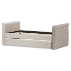 Twin Swanson Modern And Contemporary Fabric Tufted Daybed With Roll-Out Trundle Guest Bed - Baxton Studio -Baxton Studio Sales Store GUEST 31b87c66 ad1d 43cb 8ff5 70f18838abe1