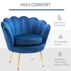 HomCom Elegant Velvet Upholstered Accent Leisure Club Chair With Gold Metal Legs -Baxton Studio Sales Store GUEST 36821f06 031a 4cfd 8ad6 b397a37162c9