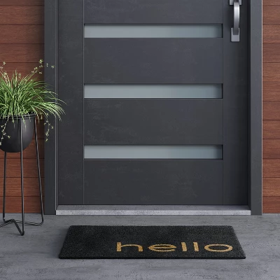 1'6"x2'6"/18"x30" Hello Doormat Black - Project 62™ 2 1'6"x2'6"/18"x30" Hello Doormat Black - Project 62™ - Image 2