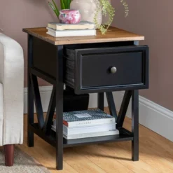 Set Of 2 Farmhouse Single Drawer V Frame Nightstands - Saracina Home 17 Set Of 2 Farmhouse Single Drawer V Frame Nightstands - Saracina Home -Baxton Studio Sales Store GUEST 37e94c5e 823d 4fff b6b8 c64e0f45834b
