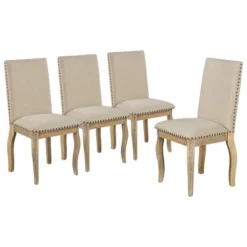 5 PCS Round Wood Extendable Dining Table Set With 4 Upholstered Dining Chairs-ModernLuxe -Baxton Studio Sales Store GUEST 3f067f5c e1b8 4a97 b8a1 24e970d94ae6