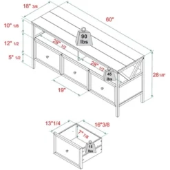 Farmhouse 3 Drawer Wood TV Stand For TVs Up To 65" - Saracina Home -Baxton Studio Sales Store GUEST 40d5f612 f4e7 48b3 8586 affcd4996633