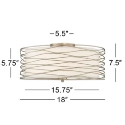 Possini Euro Design Modern Ceiling Light Flush Mount Fixture Antique Silver Leaf 18" Wide Wavy Spun White Drum For Bedroom Kitchen -Baxton Studio Sales Store GUEST 4112a4ed 7d59 4dbe 993c c95c22d4de5b