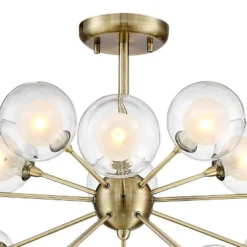 Possini Euro Design Modern Ceiling Light Semi Flush Mount Fixture Sputnik Brass 30 1/2" Wide 15-Light Double Glass Ball Hallway -Baxton Studio Sales Store GUEST 431beddf 6c5b 4cd2 85aa 5ca719f915b6