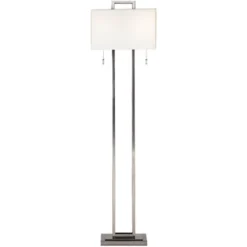 Possini Euro Design Modern Floor Lamp 62" Tall Brushed Nickel Openwork Rectangular Profile Off White Fabric Shade For Living Room Reading -Baxton Studio Sales Store GUEST 44b8c0b5 0e1f 42be 886a 573dd5aac21a