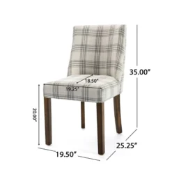 2pk Harman Contemporary Upholstered Plaid Dining Chairs Gray/Light Beige/Brown - Christopher Knight Home -Baxton Studio Sales Store GUEST 44f83184 b26d 4d60 996b e440176cff87