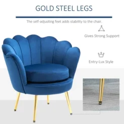 HomCom Elegant Velvet Upholstered Accent Leisure Club Chair With Gold Metal Legs -Baxton Studio Sales Store GUEST 453ce68e e4a4 4f60 b7ec 9d9cab5e1638
