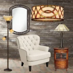 Franklin Iron Works Rustic Farmhouse Mission Torchiere Floor Lamp 71 1/2" Tall Roman Bronze 3-Light Frosted Champagne Amber Glass For Living Room -Baxton Studio Sales Store GUEST 4712cafc d7ab 4c5a b740 7bac1d791781