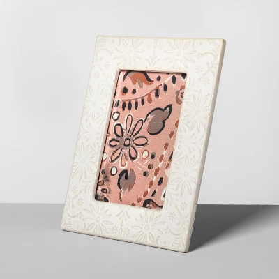 4" X 6" Embossed Ceramic Frame White - Opalhouse™ 1 4" X 6" Embossed Ceramic Frame White - Opalhouse™