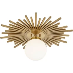 Possini Euro Design Hazel Modern Ceiling Light Semi Flush Mount Fixture 24" Wide Warm Brass White Globe Shade For Bedroom Kitchen Living Room Hallway -Baxton Studio Sales Store GUEST 48188eba 2f68 4f86 9f8a a54dd55ba25f
