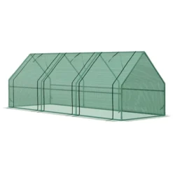 Outsunny 9' L X 3' W X 3' H Mini Greenhouse Portable Hot House With Large Zipper Doors & Water/UV PE Cover For Outdoor And Garden, Green -Baxton Studio Sales Store GUEST 499c0337 e9c2 4b23 b47c 04c4ce4691b6