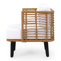 Nic Outdoor Wicker Club Chair With Cushion - Light Brown/White - Christopher Knight Home -Baxton Studio Sales Store GUEST 4a9afa43 b51a 472c ac08 1865ee4cafa1