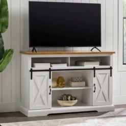 Transitional Sliding Barndoor Highboy TV Stand For TVs Up To 58" - Saracina Home 33 Transitional Sliding Barndoor Highboy TV Stand For TVs Up To 58" - Saracina Home -Baxton Studio Sales Store GUEST 4c19d460 b0f1 4bd4 adae 7d662cd1c88d