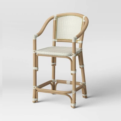 Parksley Rattan And Woven Counter Height Barstool White - Threshold™ 2 Parksley Rattan And Woven Counter Height Barstool White - Threshold™ - Image 2