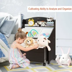 Costway Kids Wooden Toy Storage Unit Organizer W/Rolling Toy Box & Plastic Bins NaturalEspresso -Baxton Studio Sales Store GUEST 4fc34305 9481 40cd bed5 35dcd736d6c9