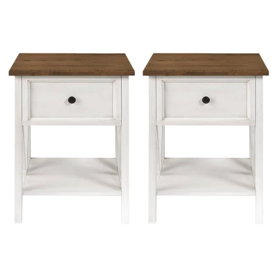 Set Of 2 Farmhouse Single Drawer V Frame Nightstands - Saracina Home 13 Set Of 2 Farmhouse Single Drawer V Frame Nightstands - Saracina Home - Image 13
