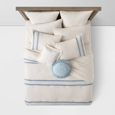 12pc Embroidered Fringe Stripe With Tassels Comforter & Sheet Bedding Set - Threshold™ 2 12pc Embroidered Fringe Stripe With Tassels Comforter & Sheet Bedding Set - Threshold™ - Image 2