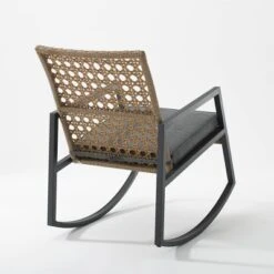 Komodo Modern Boho Faux Rattan & Metal Outdoor Rocking Chair With Cushion - Brown/Gray - Saracina Home 7 Komodo Modern Boho Faux Rattan & Metal Outdoor Rocking Chair With Cushion - Brown/Gray - Saracina Home -Baxton Studio Sales Store GUEST 520cdeec 4f51 489c aadc c2148f573b0c