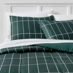 Grid Print Microfiber Reversible Comforter & Sheet Set Dark Green - Room Essentials™ -Baxton Studio Sales Store GUEST 52658d90 442c 4f77 95f8 b9cc7e5b7e67