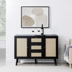 Modern Boho Wood And Rattan Storage Sideboard Black - Saracina Home -Baxton Studio Sales Store GUEST 52f5e3ee 76b4 4a71 b8d9 41f7b184a080