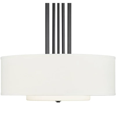 Possini Euro Design Sundry Semi Gloss Black Drum Pendant Chandelier 24" Wide Modern Double Shade 4-Light Fixture For Dining Room Foyer Kitchen Island 3 Possini Euro Design Sundry Semi Gloss Black Drum Pendant Chandelier 24" Wide Modern Double Shade 4-Light Fixture For Dining Room Foyer Kitchen Island - Image 3