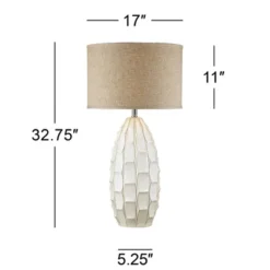 Possini Euro Design Cosgrove Modern Mid Century Table Lamp 32 3/4" Tall White Glazed Ceramic Beige Fabric Drum Shade For Bedroom Living Room Bedside -Baxton Studio Sales Store GUEST 53bf3a95 df5f 48d6 9796 6dc6eda7d7ac