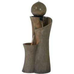 John Timberland Modern Sphere Curve Zen Outdoor Floor Water Fountain 39 1/2" With LED Light For Exterior Garden Yard Lawn -Baxton Studio Sales Store GUEST 53e21d99 ddf9 4f1e b03c b825481c54df