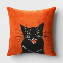 Fierce Cat Applique Cotton Velvet Square Halloween Throw Pillow - Threshold™ -Baxton Studio Sales Store GUEST 5426fcb6 46c0 47d1 b6fc b5526f44bb40