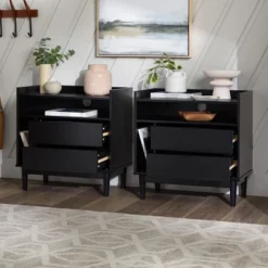 2pk Mid-Century Modern Solid Wood 2 Drawer Storage Nightstands - Saracina Home 21 2pk Mid-Century Modern Solid Wood 2 Drawer Storage Nightstands - Saracina Home -Baxton Studio Sales Store GUEST 559c5ca6 af7e 4136 9a5f 989a82141900